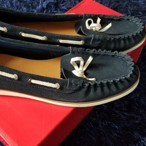 Navy blue moccasins